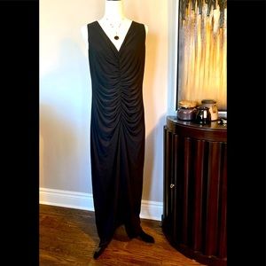 Calvin Klein Black Floor Length Dress with Ruching
